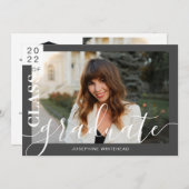 Moderne Foto Graduate Ankündigung 2022 Dunkelgrau (Vorne/Hinten)