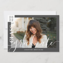 Moderne Foto Graduate Ankündigung 2022 Dunkelgrau