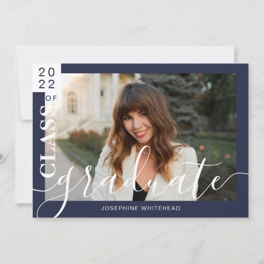 Moderne Foto Graduate Ankündigung 2022 Navy Blue (Vorderseite)