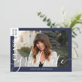 Moderne Foto Graduate Ankündigung 2022 Navy Blue (Stehend Vorderseite)