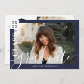 Moderne Foto Graduate Ankündigung 2022 Navy Blue (Vorne/Hinten)