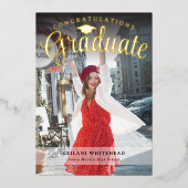 Moderne Foto Graduate Foil Einladung (Vorderseite)