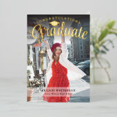 Moderne Foto Graduate Foil Einladung (Stehend vorne)
