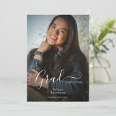 Moderne Foto Graduate Script Graduate Party Einladung (Stehend Vorderseite)