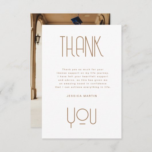 Moderne Foto Graduation Party einladen Dankeskarte (Vorne/Hinten)