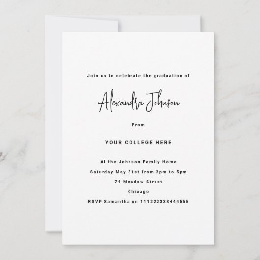 Moderne Foto Graduation Party Einladung (Rückseite)