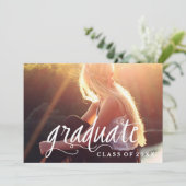 Moderne Foto Graduation Party Einladung (Stehend Vorderseite)