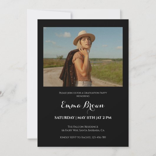 Moderne Foto Graduation Party Einladung (Rückseite)