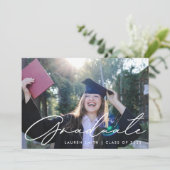 Moderne Foto Graduation Party Einladung (Stehend Vorderseite)