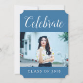 Moderne Foto Graduation Party Einladung | Blau (Vorderseite)