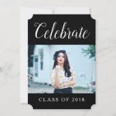 Moderne Foto Graduation Party Einladung | Schwarz (Vorderseite)