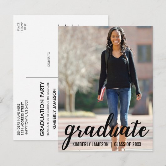 Moderne Foto Graduation Party Einladung Script (Vorne/Hinten)