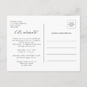 Moderne Foto Graduation Party Einladungspostkarte (Rückseite)