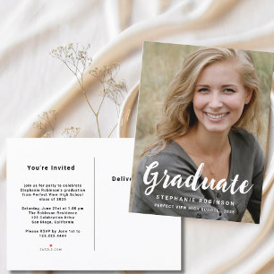 Moderne Foto Graduation Party Einladungspostkarte