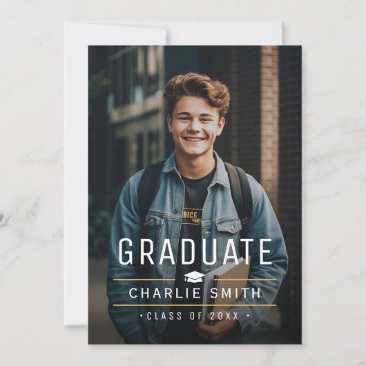 Moderne Foto Graduation Party für einfache Typogra Einladung (Vorderseite)