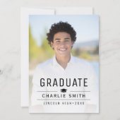 Moderne Foto Graduation Party für einfache Typogra Einladung (Vorderseite)