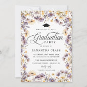 Moderne Foto Graduation Party für Lila Wildblumen Einladung (Vorderseite)