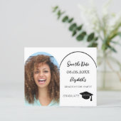 Moderne Foto Graduation Party Save the Date Karte (Stehend Vorderseite)