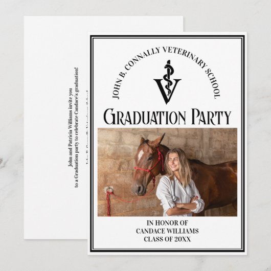 Moderne Foto-Graduationspartei Einladung (Vorne/Hinten)