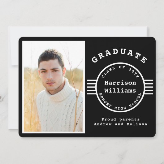 Moderne Foto-Graduierung schwarz-weiß Streifen Ankündigung (Vorderseite)