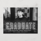 Moderne Foto-Graduierungspartei Einladungspostkarte (Vorderseite)