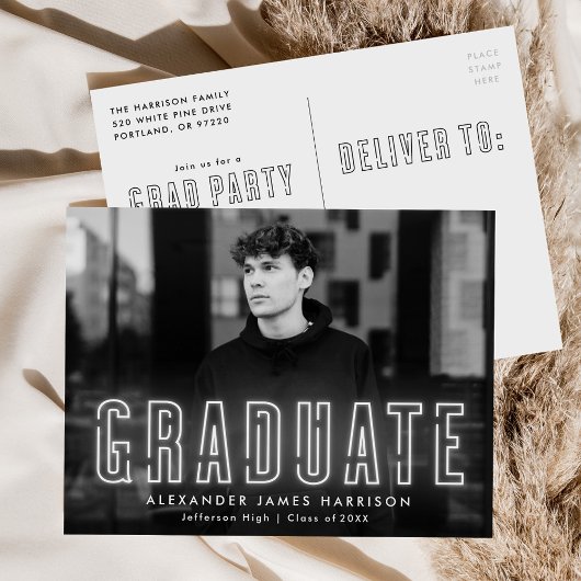 Moderne Foto-Graduierungspartei Einladungspostkarte