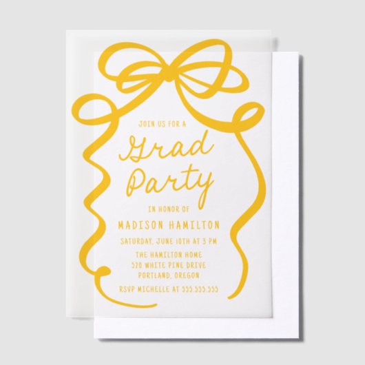 Moderne Foto-Graduierungspartei für Gelbbogen Pergament Einladungen (Versetzt)