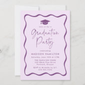 Moderne Foto-Graduierungspartei für Lila Wavy Fram Einladung (Vorderseite)