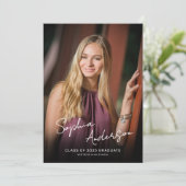 Moderne Foto-Graduierungspartei für Skriptbezeichn Einladung (Stehend Vorderseite)