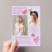 Moderne Foto-Graduierungspartei in Light Pink Acryleinladungen (Insitu (Handheld))