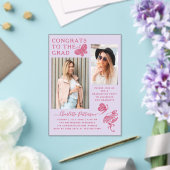 Moderne Foto-Graduierungspartei in Light Pink Acryleinladungen (In Situ (Hochzeit))