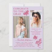 Moderne Foto-Graduierungspartei in Light Pink Einladung (Vorderseite)