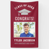 Moderne Foto-Graduierungspartei Rot und Silber Banner (Vertikal)