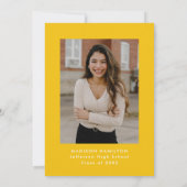 Moderne Foto-Graduierungsparty für gelbe Rahmen Einladung (Rückseite)