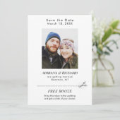 Moderne Foto Gratis Booze Coupon Wedding Save The Date (Stehend Vorderseite)