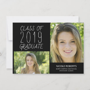 Moderne Foto Hand Lettered Graduation Party Einlad Ankündigung