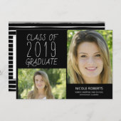 Moderne Foto Hand Lettered Graduation Party Einlad Ankündigung (Vorne/Hinten)