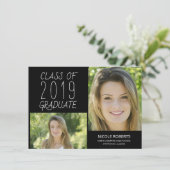 Moderne Foto Hand Lettered Graduation Party Einlad Ankündigung (Stehend Vorderseite)