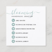 Moderne Foto handgefertigte Schmuckskripte Social Quadratische Visitenkarte (Rückseite)