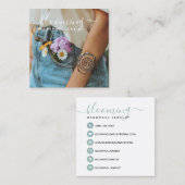 Moderne Foto handgefertigte Schmuckskripte Social Quadratische Visitenkarte (Vorne/Hinten)