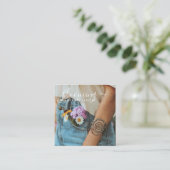 Moderne Foto handgefertigte Schmuckskripte Social Quadratische Visitenkarte (Stehend Vorderseite)