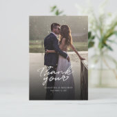 Moderne Foto handgeschriebene Hochzeit Dankeskarte (Stehend Vorderseite)