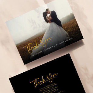 Moderne Foto-Handschrift-Hochzeit Dankeskarte
