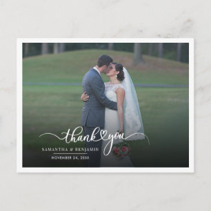 Moderne Foto-Handschriftliche Hochzeits-Dankeskart Postkarte