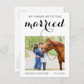 Moderne Foto Haustiere Hochzeit retten das Datum Ankündigungspostkarte (Vorne/Hinten)