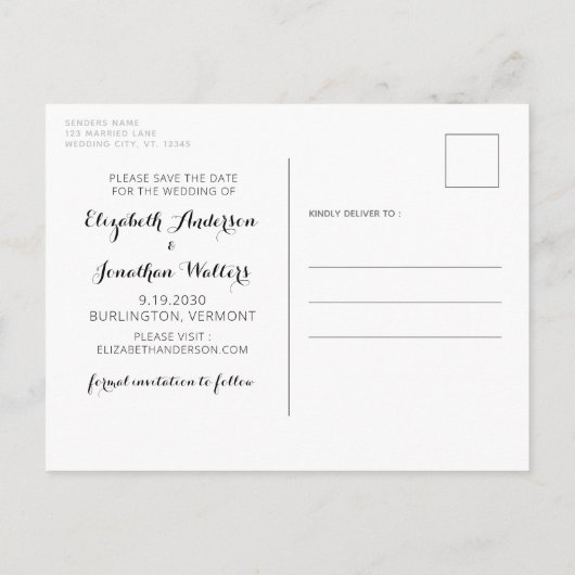 Moderne Foto Haustiere Hochzeit retten das Datum Ankündigungspostkarte (Rückseite)