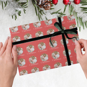 Moderne Foto Helle Rote Frohe Weihnachten Geschenkpapier