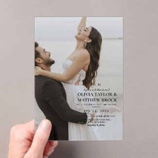 Moderne Foto-Hochzeit Acryleinladungen
