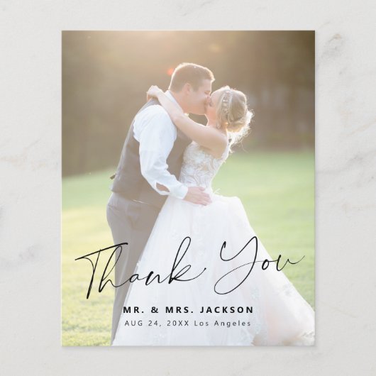 Moderne Foto Hochzeit danke (Vorderseite)