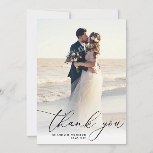 Moderne Foto Hochzeit danke (Vorderseite)